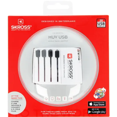 SKROSS Putni adapter 1.302930, + 2 x USB za punjenje, 2100mAh