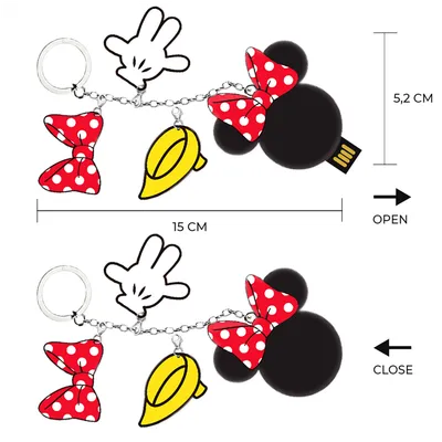 DISNEY Privjesak za ključ USB Flash Drive Minnie Charms, 16GB, USB2.0