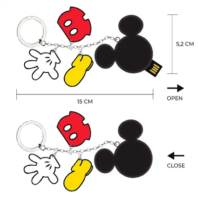 DISNEY Privjesak za ključ USB Flash Drive Mickey CHARMS, 16GB, USB2.0