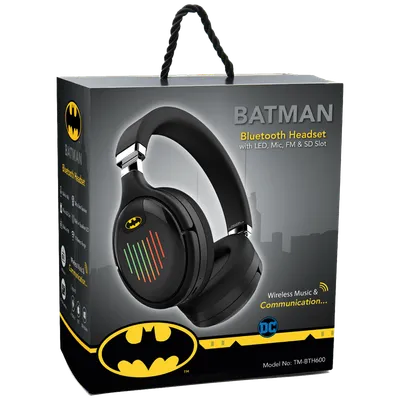 DC Bežične slušalice Batman, MicroSD, FM radio, Crne