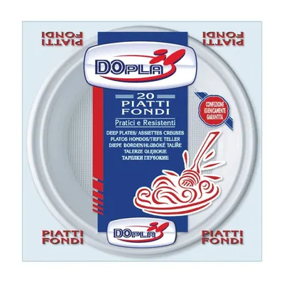 Dopla Pakovanje dubokih plastičnih tanjura, 20 komada, Bijeli