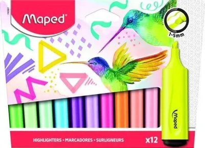 Maped Markeri za tekst Asstd, 12 komada, Šareni