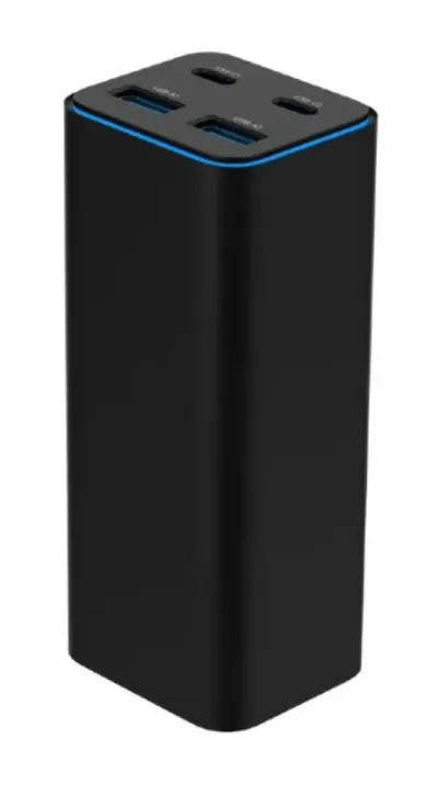 Gembird punjač TA-UC-2A2C-PD100-01-BK, 4-portni, 100W, GaN, USB, brzi, PowerDelivery, crni