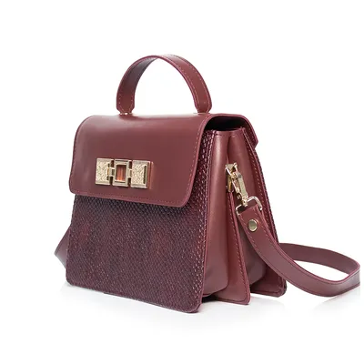 Lovely Bag Elza - Bordo Torba, Srebreni Metal