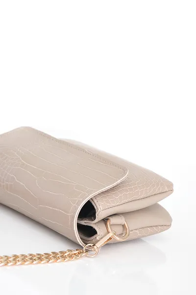 Lovely Bag Letter Baby - Kroko Tamno Bež Torba, Zlatni Metal