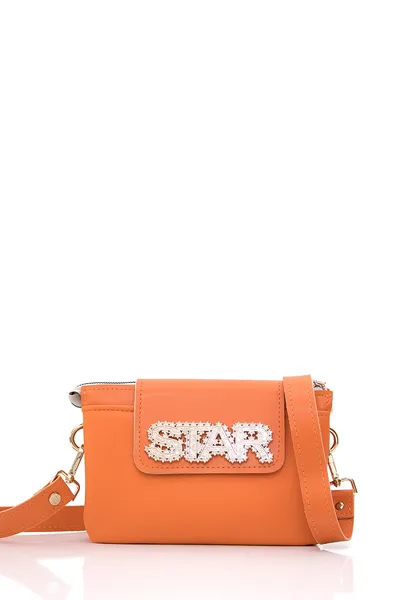 Lovely Bag Ibiza Star Baby - Narančasta Torba, Crni Metal
