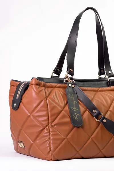 Lovely Bag Lola - Svijetlo Smeđe/Crna Torba, Zlatni Metal
