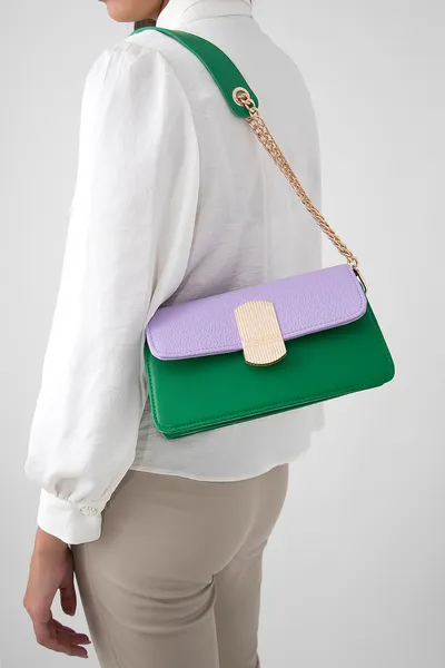 Lovely Bag Evelyn - Lila/Zeleno Torba, Crni Metal