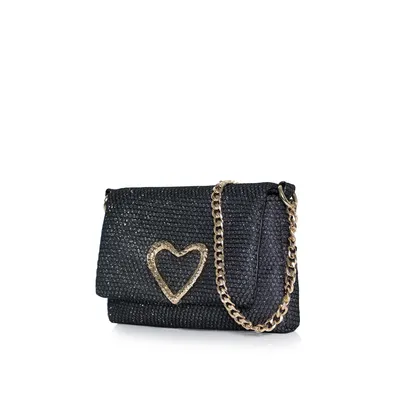 Lovely Bag Diva Girl Love - Crna Torba, Srebreni Metal