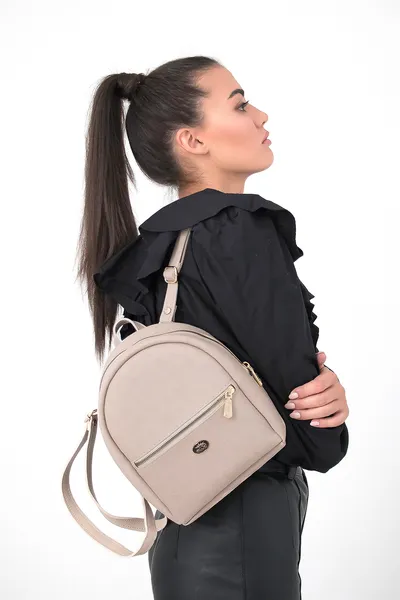 Lovely Bag Eve - Tamno Bež Ruksak, Zlatni Metal