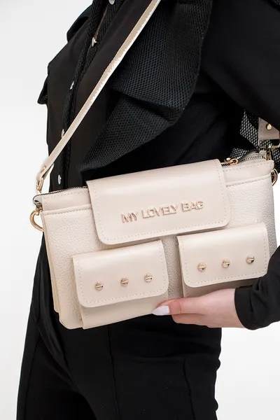 Lovely Bag Gwen - Bež Torba, Zlatni Metal