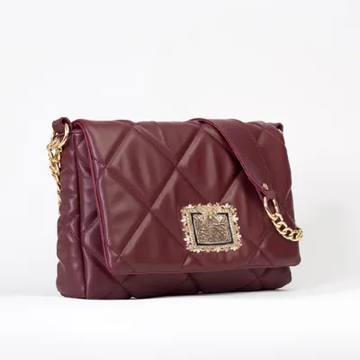 Lovely Bag Diva - Bordo Torba, Crni Metal