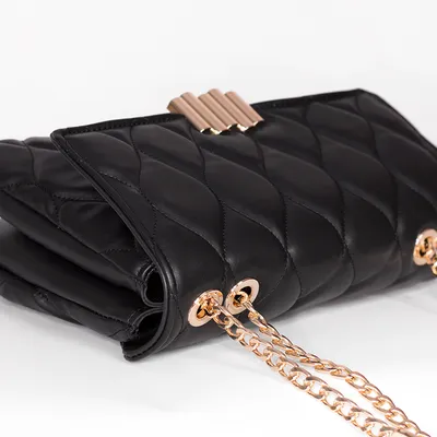 Lovely Bag Noella - Crna Torba, Zlatni Metal