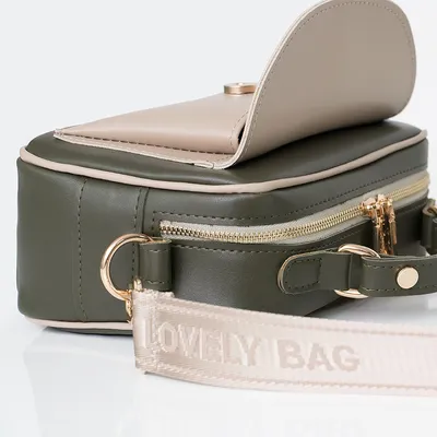 Lovely Bag Gianna - Maslinasto/Bež  Torba, Crni Metal