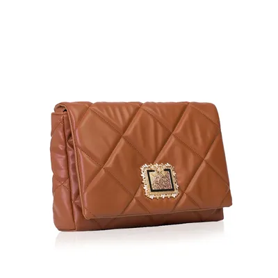 Lovely Bag Diva - Svijetlo Smeđa Torba,Zlatni Metal