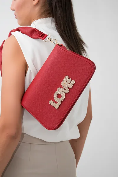 Lovely Bag Elena - Crvena Torba, Zlatni Metal