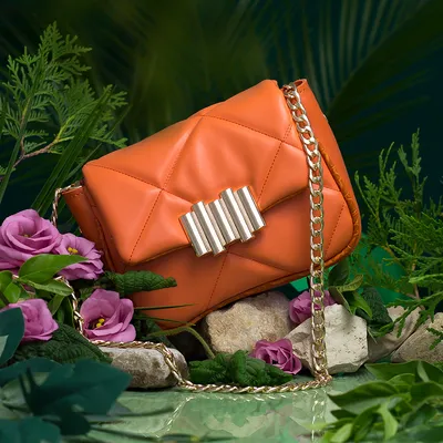 Lovely Bag Jolie - Narančasta Torba, Zlatni Metal