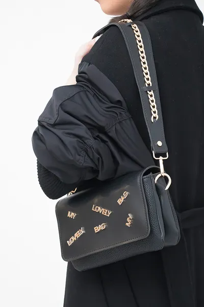 Lovely Bag Lita - Crna Torba, Zlatni Metal
