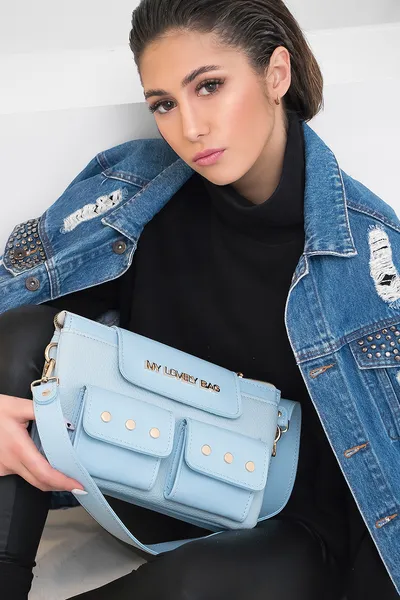 Lovely Bag Gwen - Plava Torba, Zlatni Metal