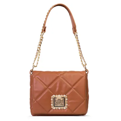Lovely Bag Diva Baby - Svijetlo Smeđa Torba, Crni Metal