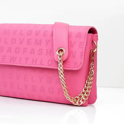 Lovely Bag Letter - Pink Torba, Zlatni Metal