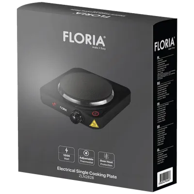 Floria ZLN2828 Električni rešo, 1 ploča - 18.5 cm, 1500 W, Crna