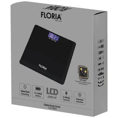 FLORIA ZLN7684  Vaga, tjelesna, do 180 kg, Crna