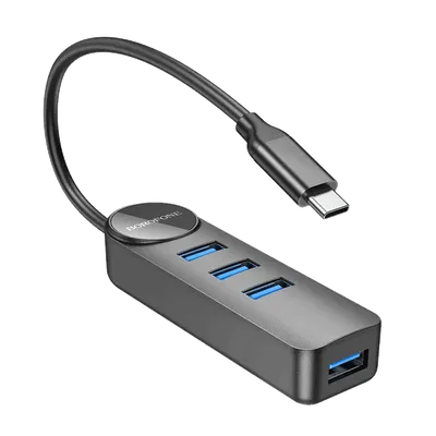 Borofone USB HUB DH5 Type-C 4 port USB 3.0, black