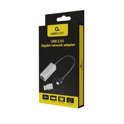 Gembird LAN adapter USB-A + Type-C to Ethernet 2.5Gb