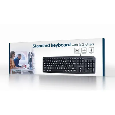 Gembird Tastatura sa Velikim Slovima, KB-US-103, Standard Keyboard, USB, US Layout, Black