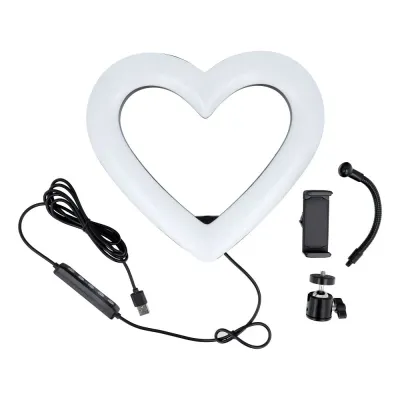 LED Ring RGB lampa sa držačem za mobilni telefon JM26-10, HEART, Crna + Stalak