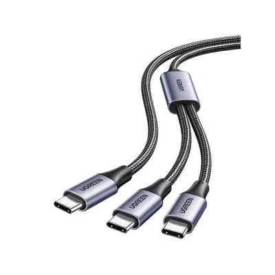 UGreen Dual USB-C kabal, 100W, Sivi