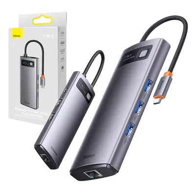 Baseus USB Hub Metal Gleam Series, 7 portova, USB-C, Sivi