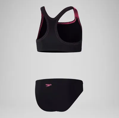 Speedo Kupaći za djevojčice Mdly Logo 2Pc Jf, Crno-Roze