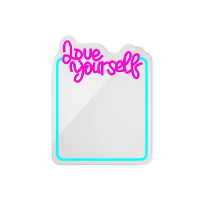 Neon LED ogledalo FMNE01, Love Yourself, Tirkizno-roze