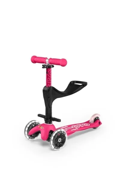 Micro Trotinet 3u1, Deluxe Plus, LED,  Roze-crni