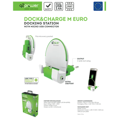 Q2Power, Docking station sa micro USB konektorom, Dock&Charge M Euro