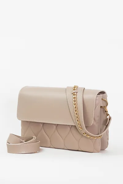 Lovely Bag Xenia - Tamno Bež Torba, Zlatni Metal