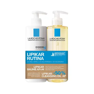 La Roche Posay  Krema za suvu kožu AP+M 400ml + Ulje za čišćenje lica Lipikar, 400ml
