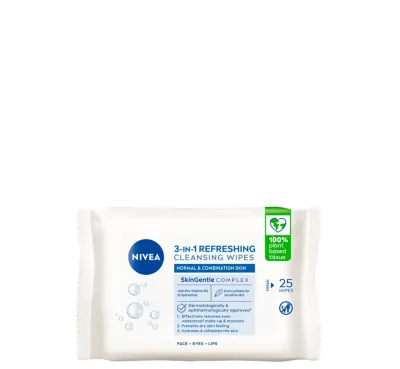 Nivea osvježavajuće vlažne maramice 3u1, 25 komada