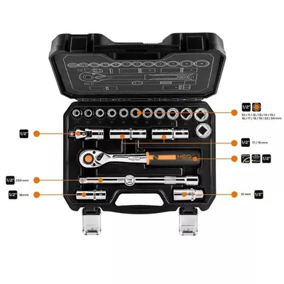Neo Set nasadnih ključeva 10-032, 1/2", 20 kom
