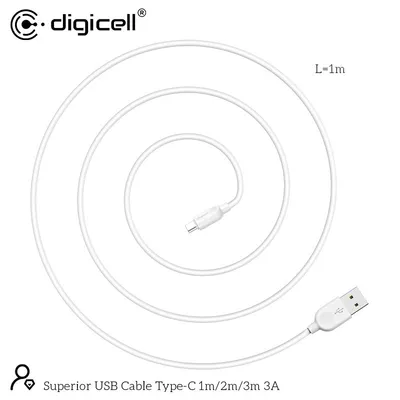 Digicell Superior USB Kabl Type-C 1m 3A, Crni