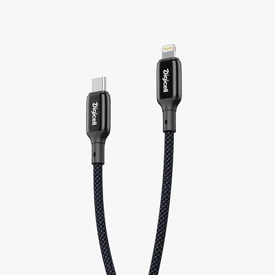 Digicell Zinc pleteni Type-C na Lightning kabl 27W, Crni