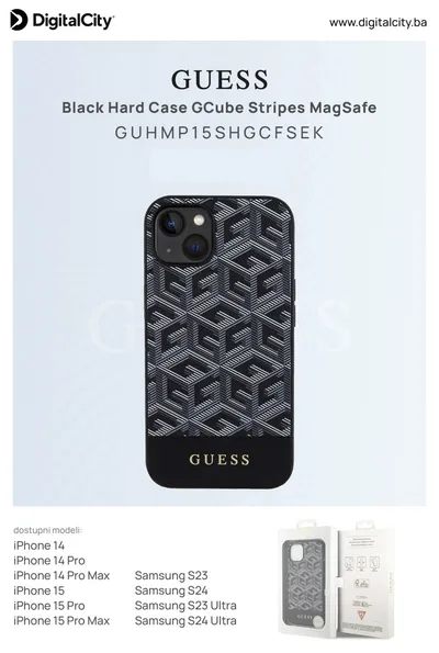 Guess Maska sa GCube prugama MagSafe za iPhone 15, Crna