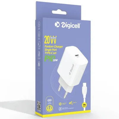 Digicell Punjač Fantom set Type-C PD 20W, Bijeli