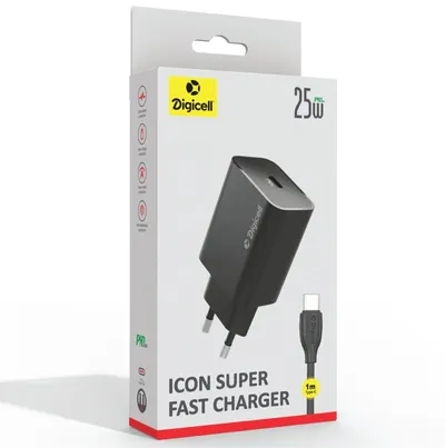 Digicell Icon Super brzi punjač set Type-C PD 25W, Crni