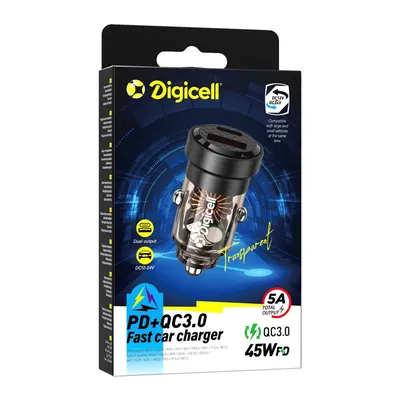 Digicell Auto punjač Metal Transparent  DI19 45W A+C, Crni