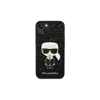Karl Lagerfeld Maska sa šljokicama Ikonik za iPhone 15 Pro, Crna