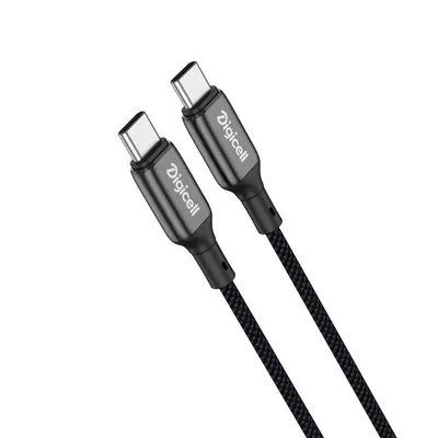 Digicell Zinc pleteni Type-C to Type-C kabl 60W, Crni