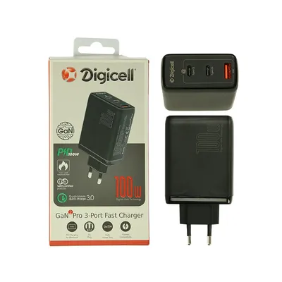 Digicell Punjač GaN2 Pro Quick  2C + 1U 100W, Crni